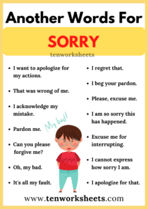 Read more about the article Best Way to Say Sorry in English Printable Worksheet