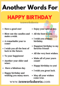 Read more about the article Other Ways to Say Happy Birthday in English Printable Worksheet for Kids